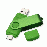 USB3.0メモリー 64GB TYPE-C&A 2in1 フラッシュドライブ  色グリーン